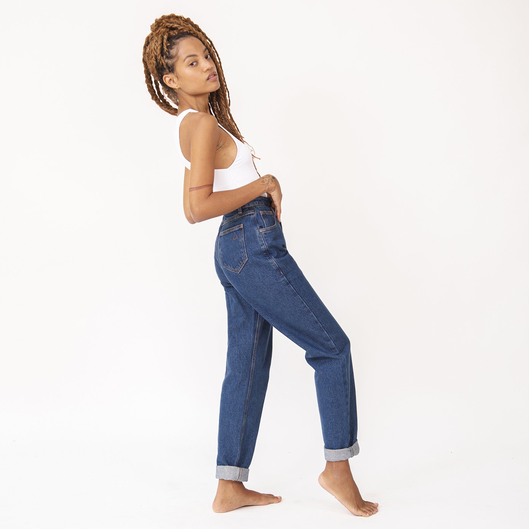 JEANS BAGGY CINTURA ALTA | TELMA AZUL ESCURO - Yes I am Jeans