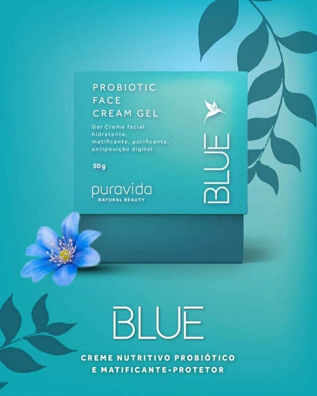 CREME FACIAL BLUE PARA PELE OLEOSA, COSMÉTICOS VEGANOS - Puravida
