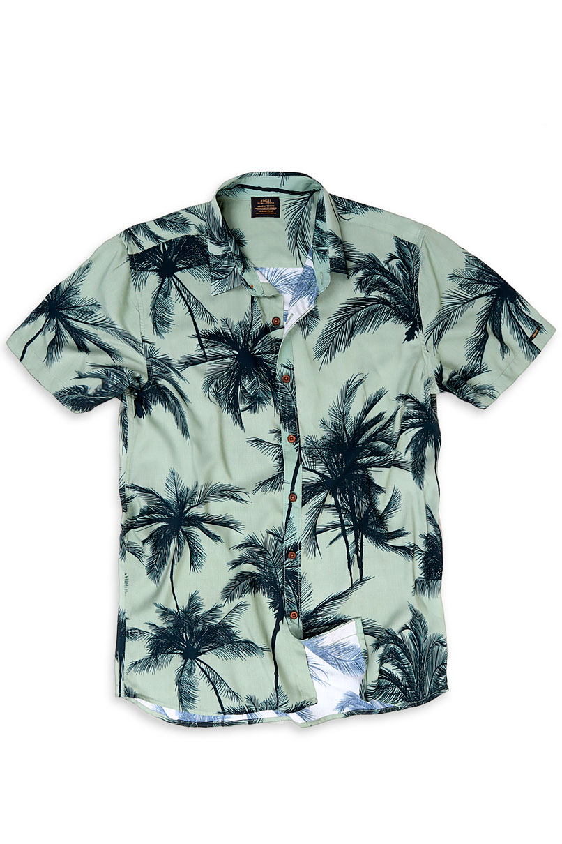 CAMISA VERDE DE VISCOSE COCONUT TREE