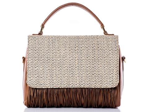 Bolsa Vegana Garimpo - Tiracolo Marrom Franja - LaLoba