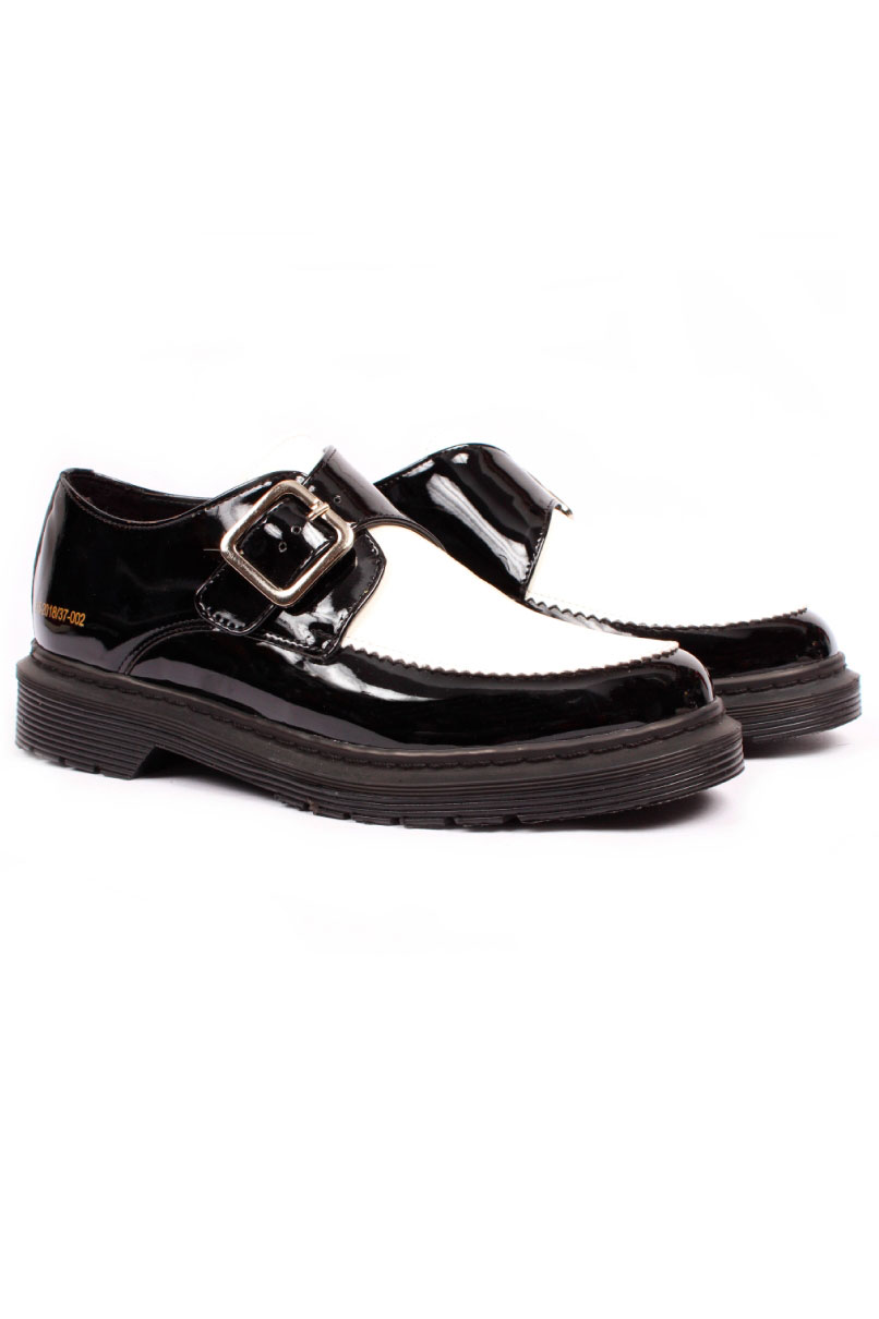 SAPATO MONK BICOLOR PRETO E BRANCO